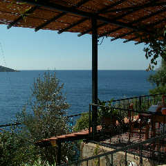 restaurant terrace and the bay